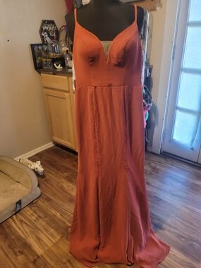 Spaghetti-Strap Maxi Dress in Rust Orange